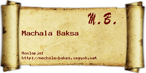 Machala Baksa névjegykártya